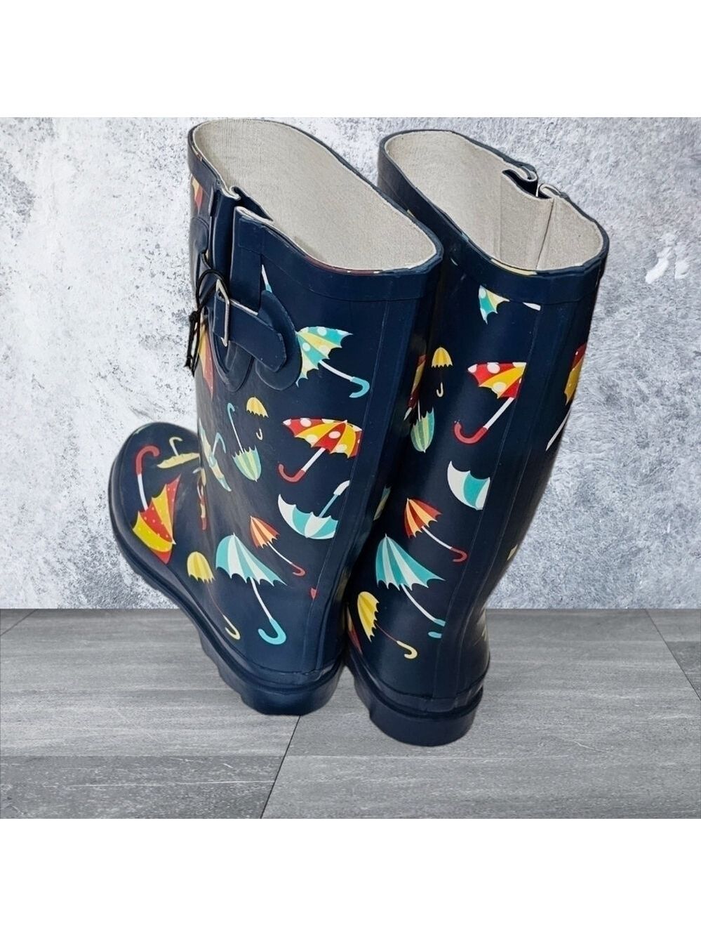 Via Rosa Snow Rain Boots Multicolor Umbrella Print Size 11 - Picture 2 of 5